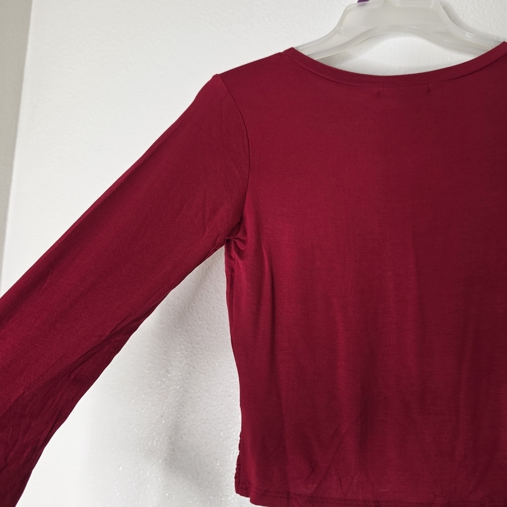 Ambiance Twist Front Crop Tops Lot 2 Red &:Black Long Sleeve Size S - Picture 7 of 13